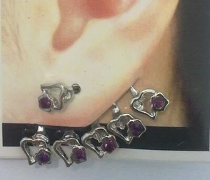 Orecchini punk love a ramo con cuori con zirconi 0007 - Foto 1 di 3