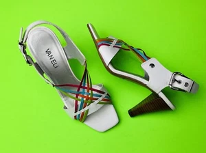 Vaneli Women’s Beautiful Unique White Stiletto Ankle Strap Heels Size 7.5M - Picture 1 of 8