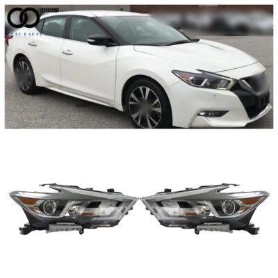 LH+RH Headlights Headlamps Halogen w/LED DRL For 2016-2018 Nissan Maxima S|SL|SV Foto 1 de 4