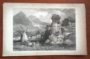 1830 STAHLSTICH ANSICHT VON CETARA IN DER BUCHT VON SALERNO GRAVEUR JAVON - Bild 1 von 2