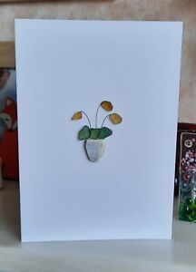 Sea Glass Greetings Card Spring.  Mother's day.  Flowers. Floral. Houseplant.  