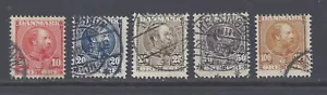 DANIMARCA 1904-05 RE CRISTIANO IX SET DI 5 USATI SG 104/108 - Foto 1 di 2