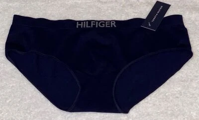TOMMY HILFIGER Seamless Logo Band Navy Blue Grey Hipster Panty NEW Womens Sz M 6 - Image 1 of 3