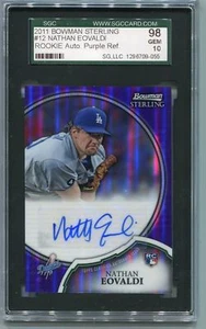 (1) Nathan Eovaldi 2011 Bowman Sterling PURPLE /10 SGC 98 autographed rc rookie - Picture 1 of 2