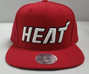 Mitchell & Ness NBA Miami Heat Script Team Maroon Old School Snapback Cap Hat - Picture 1 of 6