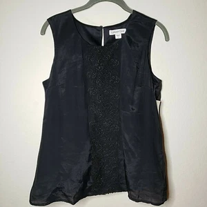 Neu Coldwater Creek Damengröße 8 Tanktop Bluse schwarz Schlüsselloch UVP $ 60 (B1) - Bild 1 von 6
