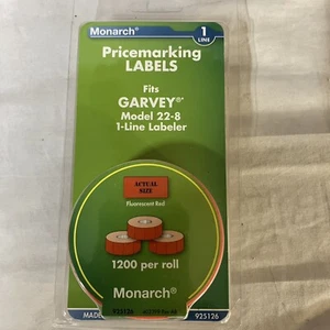 Monarch Pricemarking Labels For Garvey Model 22-8 1-Line Labeler 925126 3600 FS! - Picture 1 of 6