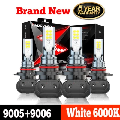 6000K Front LED Headlight Bulbs For Acura Integra 1994-2001 High & Low Beam x4 - Image 1 of 4