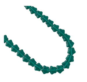 50 Presiosa Czech Glass Emerald Green 8mm Flat Puffed Bohemian Star Beads - Picture 1 of 4