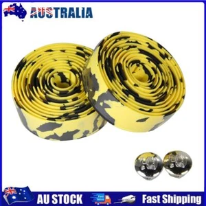 2Pcs Bicycle Handlebar Tape Sweat Absorption Bar Wrapfor Cycling (Black+Yellow) - Picture 1 of 7