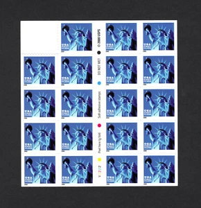 US #3451a BC155 MNH (34c) Freiheitsstatue Booklet - Plate Number # V2222  - Bild 1 von 2