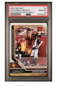 ZACHARIAH BRANCH Gold PSA 10 Auto 2023 /10 PANINI First ever Usc rookie zach Rc - Picture 1 of 3