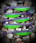 Soft Plastic Lures 5" Purple And Lime Green 5Pk Shad Swimbaits Rhj Custom Lures