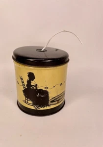 1940s Knitting Crocheting Yarn Dispenser/Black Silhouette Lady/Yarn Playing Cat - Picture 1 of 10