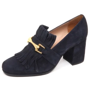 E6478 decollete donna blu UNISA OLIMPO scarpe frange suede shoe woman - Foto 1 di 4