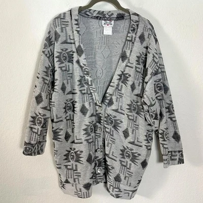 Vintage 80s Contempo Casuals Aztec Southwestern Oversized V Neck Cardigan Small - Image 1 of 4