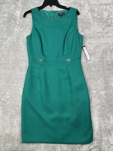New Tahari Arthur S Levine Sz 8 Carl Dress Sheath Jade Green Sleeveless Textured - Picture 1 of 9