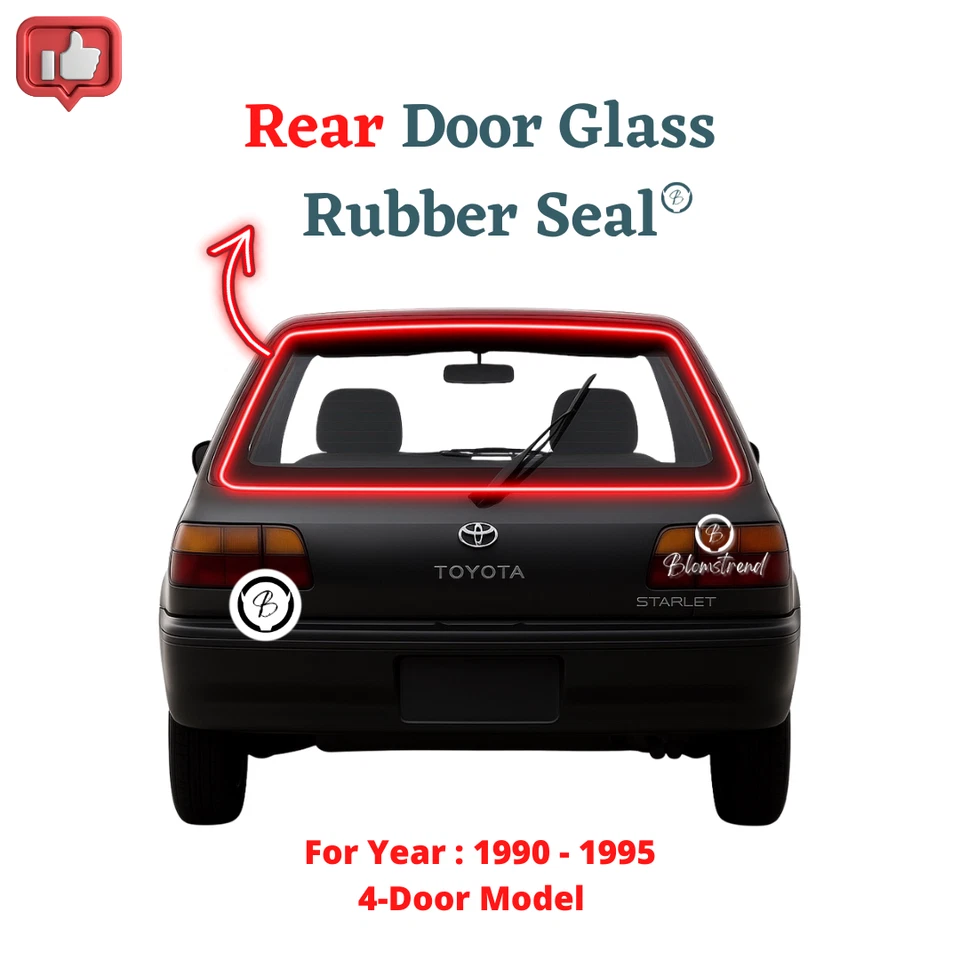 Toyota Starlet EP80 EP81 (1990-1995) Puerta Trasera Cristal Sello Goma (Modelo 4D) Foto 1 de 1