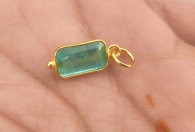 Colgante de oro esmeralda natural, dije de oro macizo de 18 quilates para... - Imagen 1 de 4