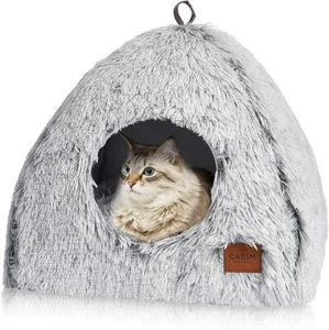 Milbenfreie Kuschelhöhle für Katzen und kleine Hunde - 40x40cm in Kaffee Braun - Picture 1 of 8