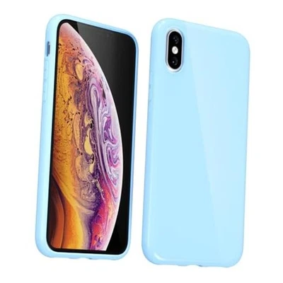 Linda funda de silicona para iPhone, gel de goma suave brillante X/XS azul claro Foto 1 de 4