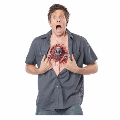 Parásito Alien Sangre Horror Halloween Hombres Disfraz Vinilo Cubierta de Pecho Foto 1 de 3