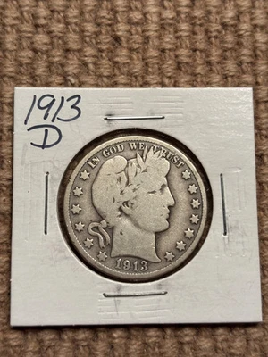 1913 D Barber Half Dollar / Low Mintage of 534,000 - Image 1 of 2