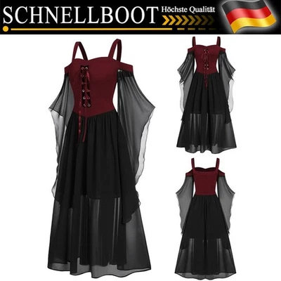 MARKENLOS Damen Punk-Gothic Hexe Karneval Cosplay Kostüm Hexe Vampir Party Kleid_Halloween
