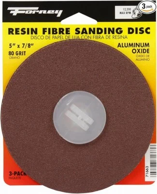 Resin Fibre Sanding Disc, Aluminum Oxide, 5 x 7/8 In. Arbor, 80 Grit - 71663 - Image 1 of 1