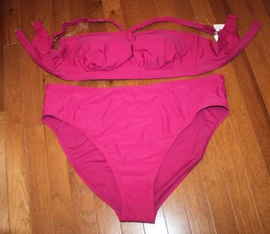 *NWT* Shade & Shore Women’s Fuchsia Bikini Set Halter Top & High Rise Bottoms 2X - Picture 1 of 2