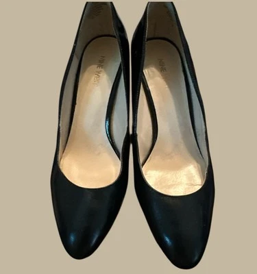 Tacones de cuña NINE WEST "I Spy" de cuero negro talla 9 1/2 M Foto 1 de 4