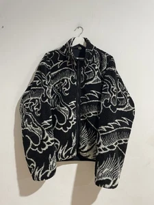 STUSSY DRAGON REVERSIBLE SHERPA JACKET SIZE LARGE PREOWNED - Picture 1 of 12
