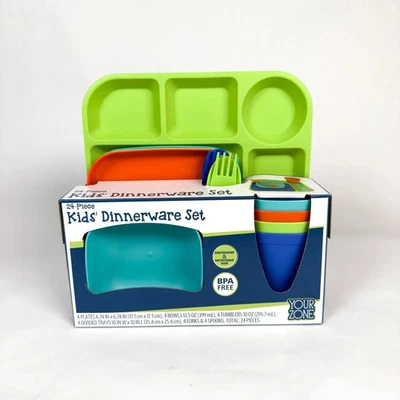 Juego de vajilla apilable colorido divertido para niños Your Zone de 24 piezas Foto 1 de 4