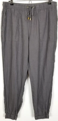 Pantalones de chándal Ellen Tracy de lino harén talla L topo cintura elástica tirar Foto 1 de 4