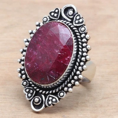 Ruby Shappire Gemstone Handmade Silver Jewelry  "8" — 第 1/4 张图片