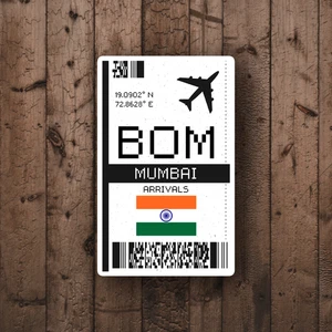 BOM Mumbai, India Airport Glossy Sticker - Laptop/Decorative Travel Sticker - Picture 1 of 3