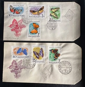 HUNGARY 1959 #1768-71, C206-8 IMPERF BUTTERFLIES ON 2 FDC'S 19470 - Picture 1 of 1