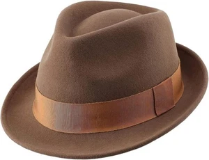 Home Prefer Herren Wollfilz Winterhut kurze Krempe Fedora 7 1/8, hellbraun - Bild 1 von 7