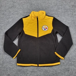 Pittsburgh Steelers Jacket Boys Medium Black Yellow Fleece Coat NFL Football Kid - Picture 1 of 11