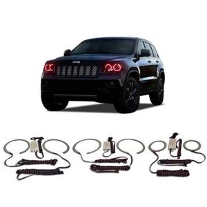 Kit de halo de faros de ojo de ángel rojo brillante para Jeep Grand Cherokee 11-13 - Imagen 1 de 3