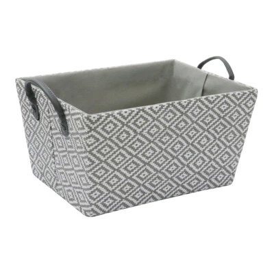 JVL Argyle Rectangle Paper Storage Basket With Handles - Image 1 of 2
