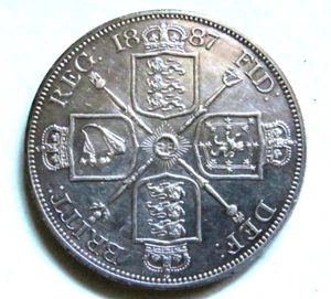 Great Britain.. 1887 Double Florin (4/-).. Roman 1..  gVF - Picture 1 of 2