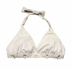 Bleu Rod Beattie White Triangle Halter Tie Bikini Swimsuit Top size 12 Large - Picture 1 of 4