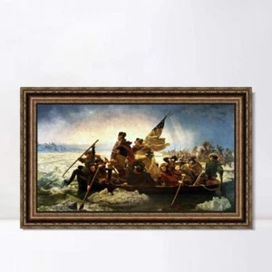 Framed Canvas Print Washington Crossing The Delaware,1851 by Emanuel Leutze - Picture 1 of 16