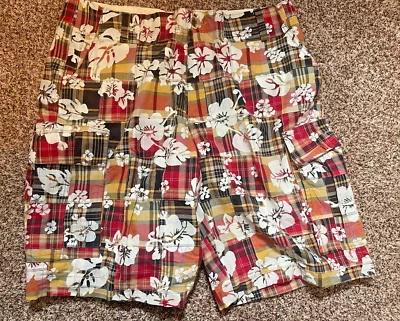 Plugg Mens Shorts Thirty Eight Hawaiian Board Pockets Belted Zip Cotton - Image 1 of 4