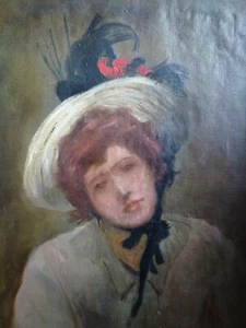 Antike alte Suffragette edwardianisches frühes 20. Jahrhundert gerahmtes Ölgemälde - Bild 1 von 12