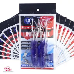 20 Stück 4,5 Zoll Angeln Ling Dorsch Rig Twin Bulb Tintenfisch Lingcod Felsenfisch Köder Lila @US - Bild 1 von 5