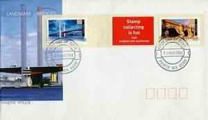 Landmark Bridges 2004 (2 x 50c P&S coleccionar estampillas es divertido) FDC - Perth WA PMK - Imagen 1 de 1