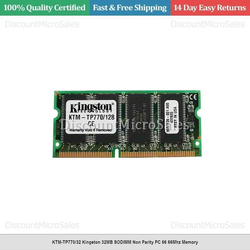 KTM-TP770/32 Kingston 32MB SODIMM Non Parity PC 66 66Mhz Memory - Image 1 of 1