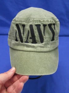 UNISEX Hat/Cap OD GREEN/BLACK Embroidered US NAVY MILITARY STYLE Newsboy CANVAS - Picture 1 of 4